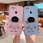 Ốp Lưng Oppo A5S A12 A7 F9 Tpu Mạ Điện 3D Phi Hành Gia Có Chân Đế Op Đien Thoai Oppo A5S A12 A7 F9