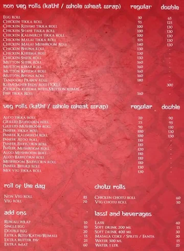 Khan Saheb Grills and Rolls menu 