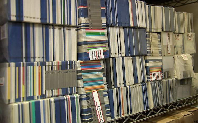 Tom Persky, owner of floppydisk.com, has thousands of second-hand disks stored at his warehouse in Lake Forest, California, US. Picture: REUTERS/ALAN DEVALL