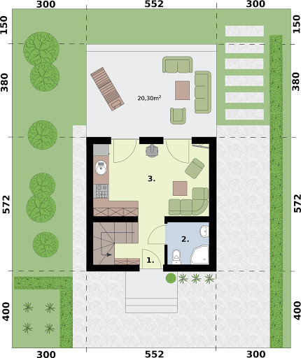 Lido dom letniskowy z antresolą - Rzut parteru