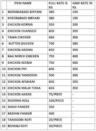 Shama Chicken Point menu 1