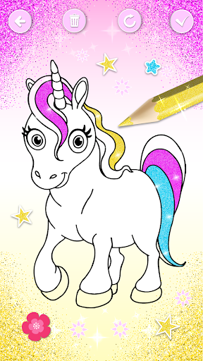 free unicorn coloring book glitter for kids apk com