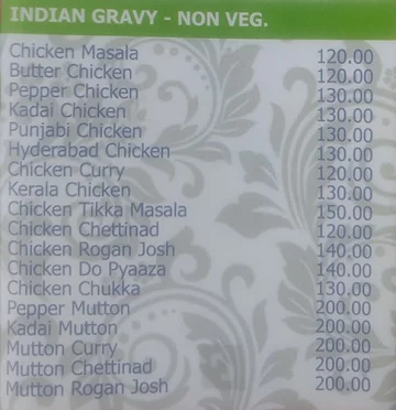 Arun Hotel menu 