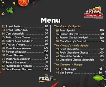 The Cheezy Sandwich menu 