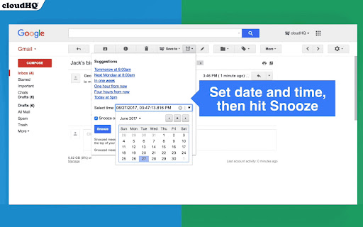 Snooze Email by cloudHQ