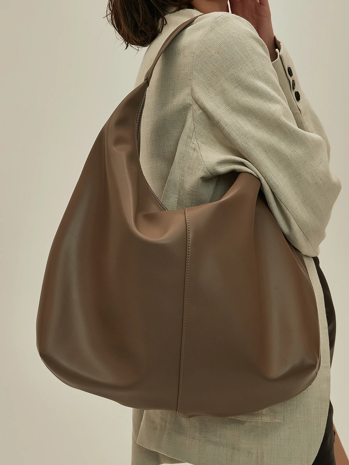 Title 1, Khaki herfst- en winter zachte casual tote bag ...