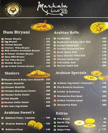 Marhaba menu 