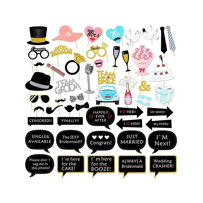 52 Accesorios Decorativos de Fotos para Bodas con Barbas de Papel Crea Divertidas Recuerdos y Fotos Inolvidables Fácil de Usar