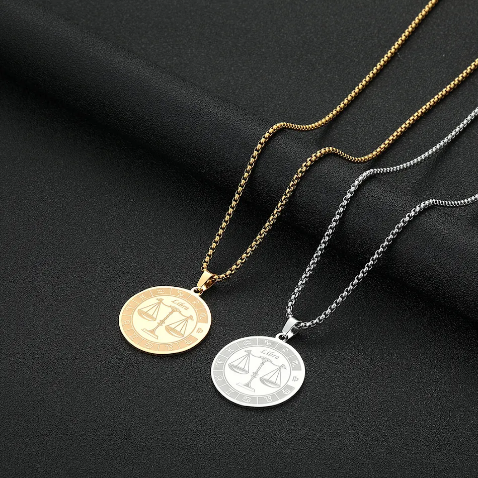 Collana con Pendente Costellazione Acciaio Inox Medaglia Oro Gioiello Personalizzato Regalo Significativo per Lei Ciondolo Celeste