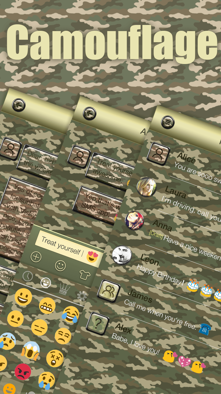 Camouflage Emoji Keyboard Skin Screen 3