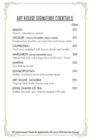 The Arthouse Restaurant menu 1