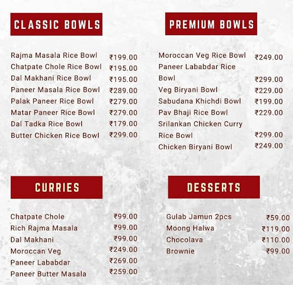 Bowl Up! menu 