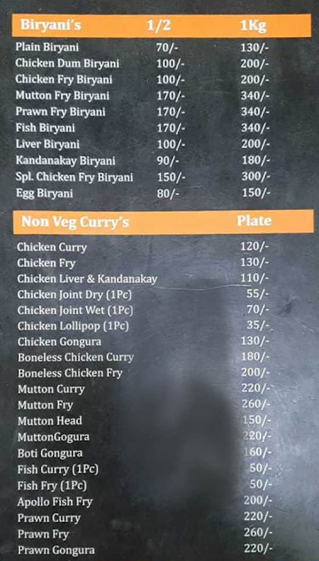 Bhargava's Food Parcel menu 