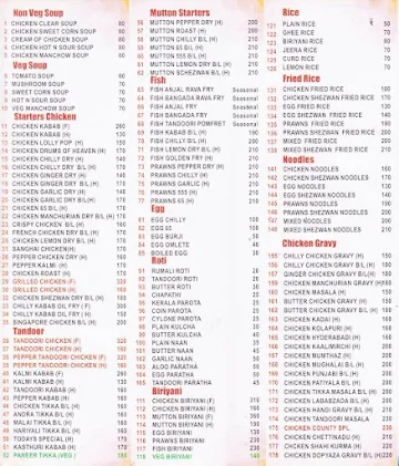 Chicken County, K.G Circle menu 