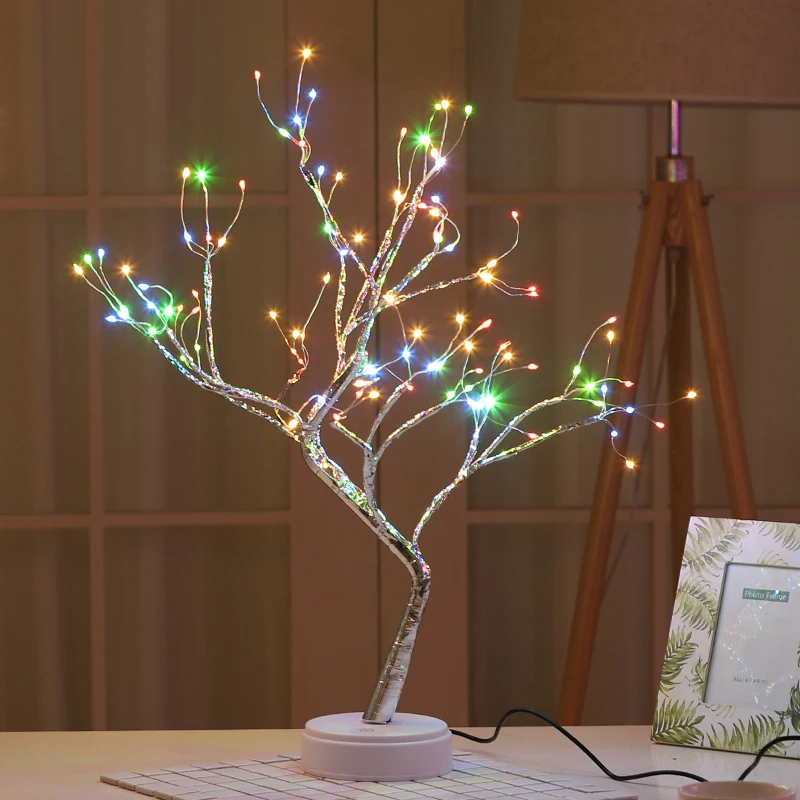 Veilleuse Arbre Étoile Perle avec interrupteur tactile. Éclairage doux, idéal pour les chambres, créant une atmosphère relaxante et sécurisée.