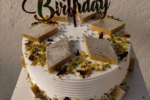 Eggless Kaju Katli Pistachio Cake