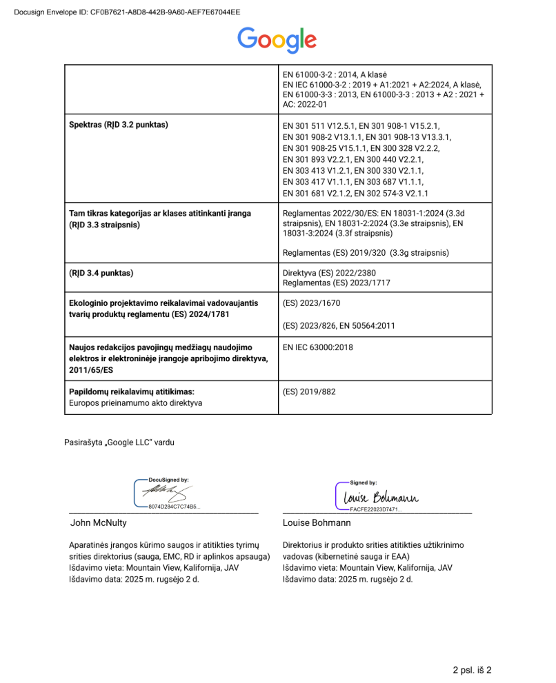 EU Declaration of Conformity page 2