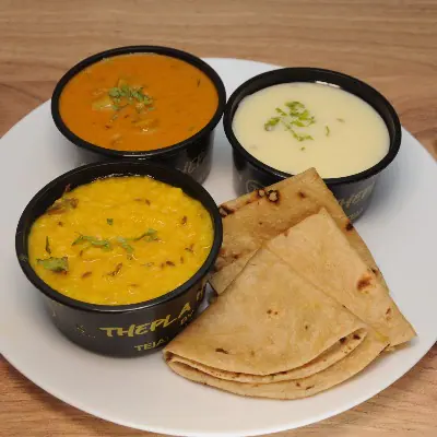 Besan Gatte Ki Sabji With Phulka Roti & Khichdi Kadi