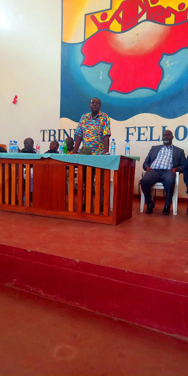 Governor Wilber Ottichillo addressing youths at Maseno Trinity