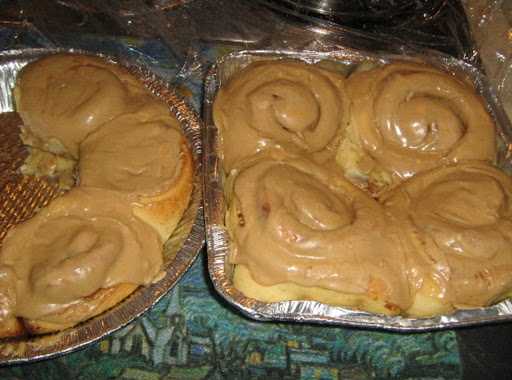 Carmel frosted cinnamon rolls