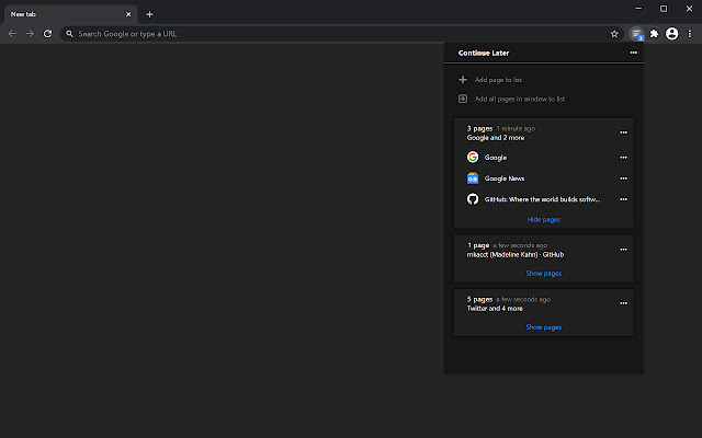 Continue Later chrome extension