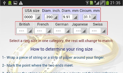 Ring Sizes Converter