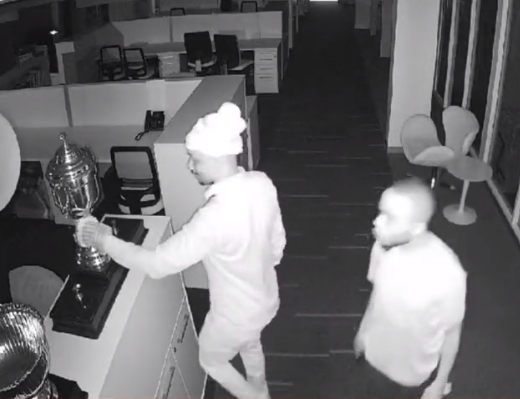 Two burglars made their way into Saru House on Monday, where the Rugby World Cup Web Ellis trophy is kept.