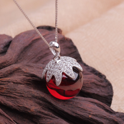 Title 2, 925 Silver Lady Long Pendant Garnet Crystal Pen...