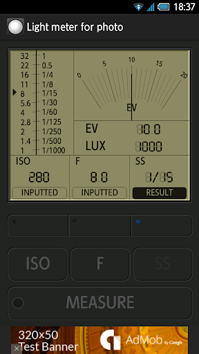 Light meter for photography