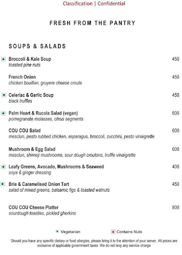 Cou Cou menu 