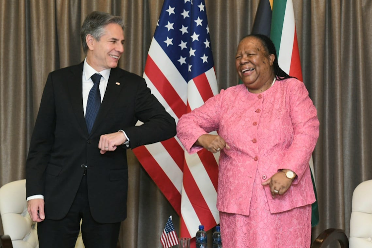 Minister of international relations Naledi Pandor and US Secretary of State Antony Blinken. File photo.