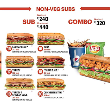 Subway menu 