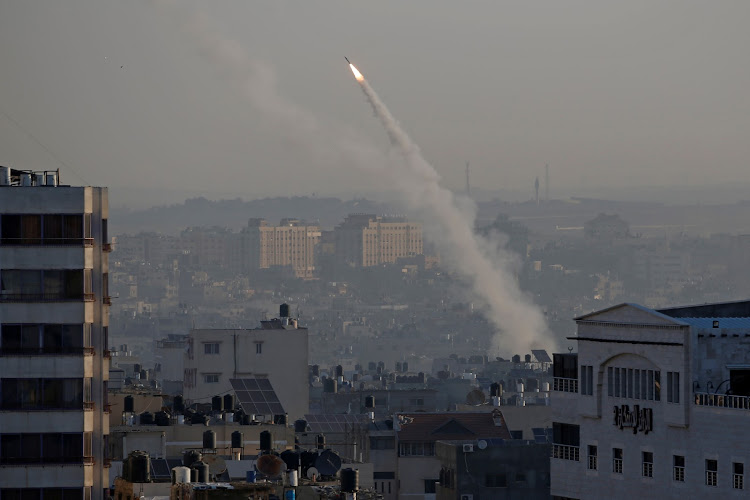 A rocket is fired from Gaza towards Israel, in Gaza November 12, 2019.