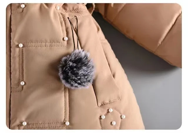 Modieuze fluwelen gewatteerde dikke jas in westerse stijl voor middelgrote en grote kinderen, warm en comfortabel.