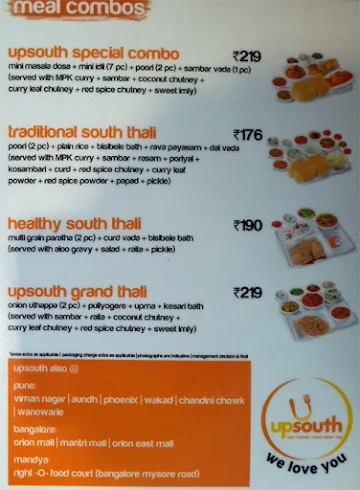 UpSouth menu 