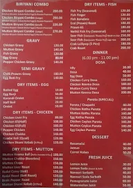 Andal Mess menu 1