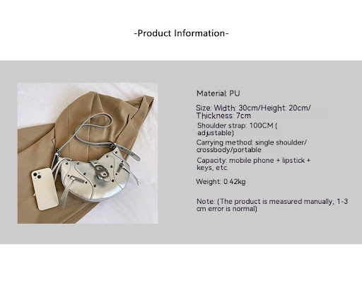 Title 2, All-match Crescent Dumpling Motorcycle Bag with...