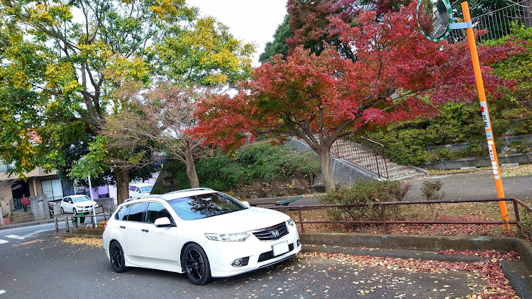 アコードツアラーの🍁紅葉コラボ・スタッドレスタイヤ・車検に関するカスタム事例の投稿画像1枚目