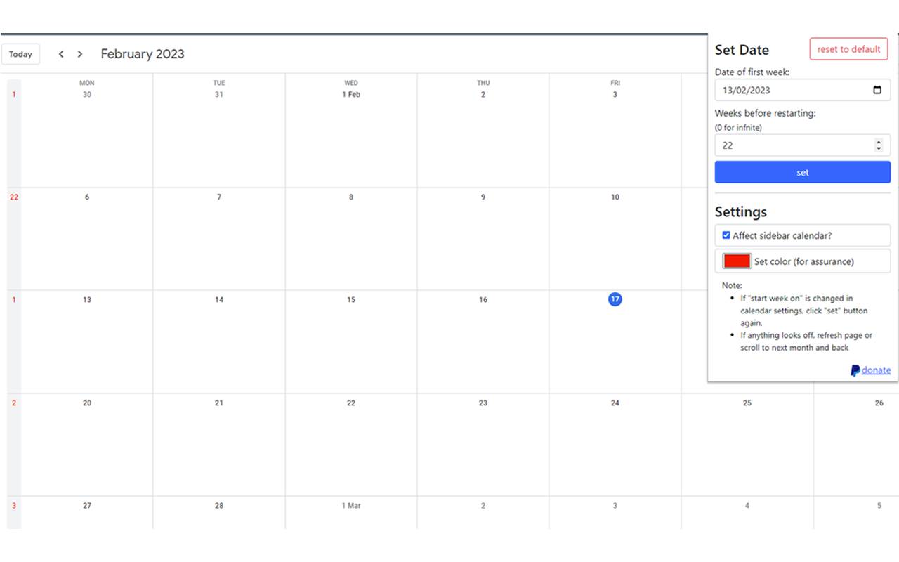 Custom Week Number - Google Calendar Preview image 2