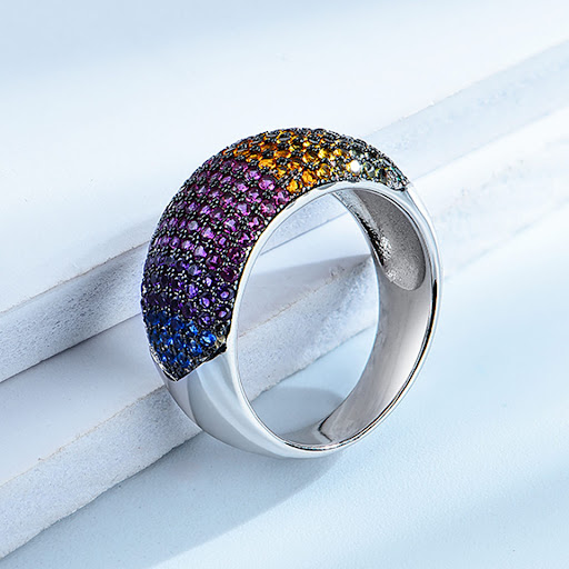 Title 5, S925 Silver Womens Exaggerated Colored Diamond...
