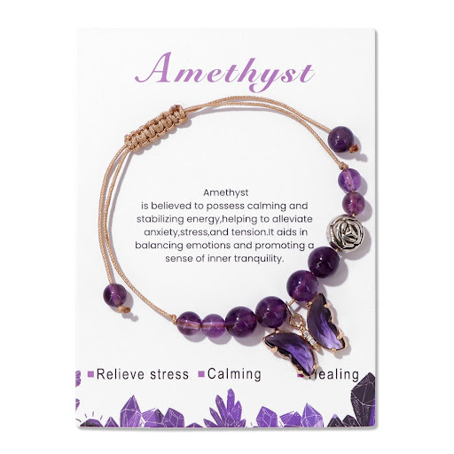 Title 6, Womens Natural Stone Bracelet Amethyst, for st...