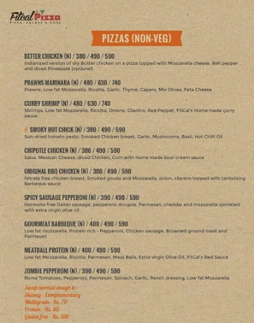 Fitcal Pizza menu 