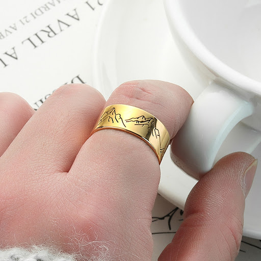Title 8, Fashion Stainless Steel Mountain Ring for Men &...
