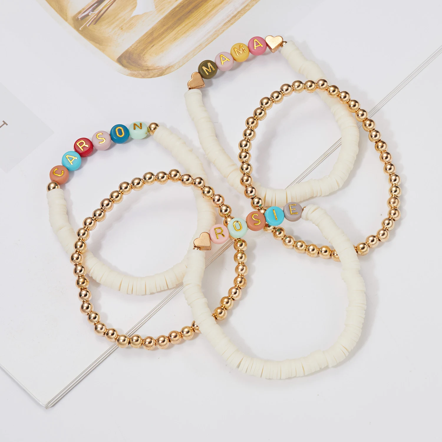 Title 4, Ensemble de bracelets femme avec perles rondes ...