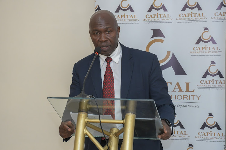 Capital Markets Authority CEO Wycliffe Shamiah during an event in Nairobi on January 25, 2024.