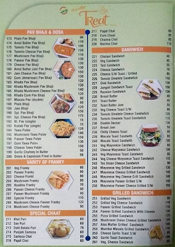 Thalis and Combos Treat menu 