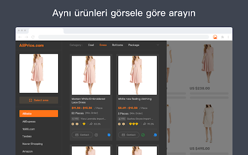 Alibaba için görsele göre AliPrice arama
