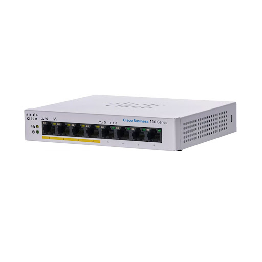 Thiết bị mạng/ Switch Cisco CBS110 Unmanaged 8-port GE, Partial PoE, Desktop, Ext PS - CBS110-8PP-D-EU