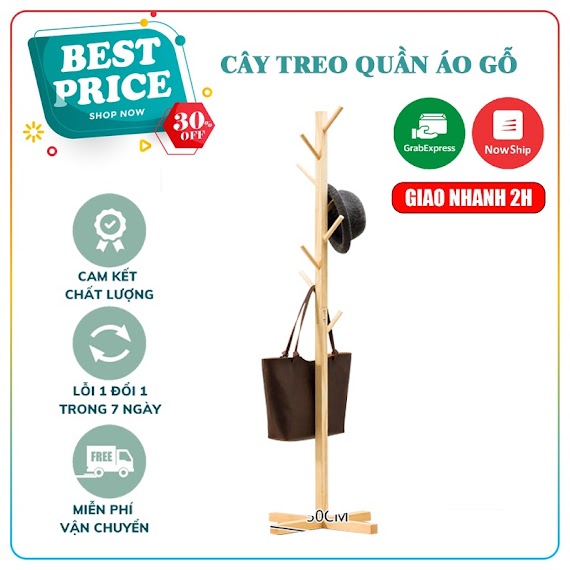 Cây Treo Quần Áo Gỗ Cao Su Cucrehanoi Kệ Sào Treo Đồ Đứng