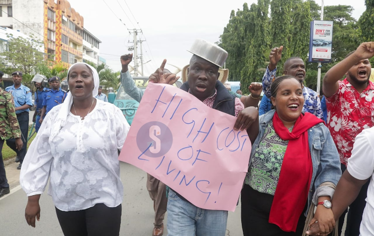 Protesters during Saba Saba demos in Mombasa county.